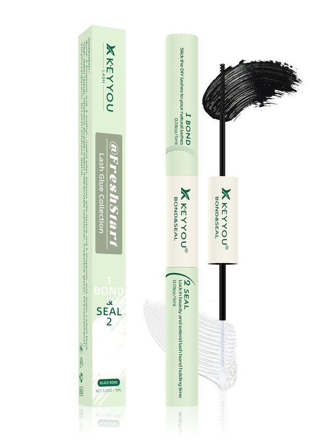 KEYYOU 10ML Lash Cluster Glue Comfortable Lash Bond and Seal Long Lasting Strong Hold Latex-Free Gentle Suitable for Sensitive Eyes 2 in 1 Lash Glue for Lash Clusters (Black) - Image 1